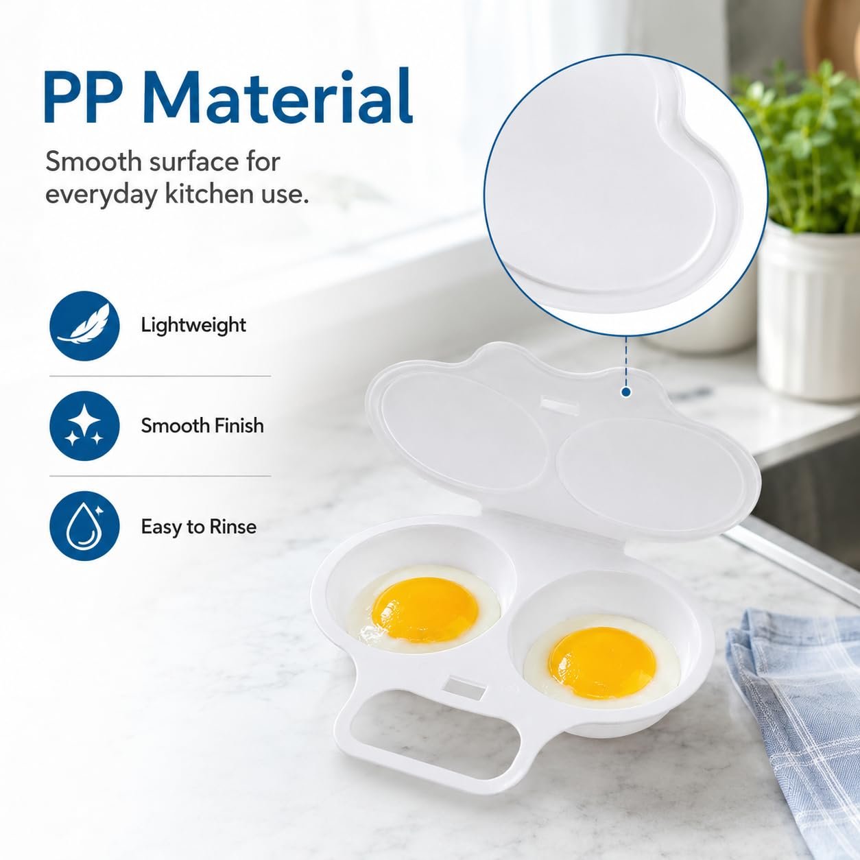 Mallyun Dual Microwave Egg Poacher with Lid and Handle, Dark Grey - Image 6