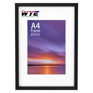wyewye A4 Wooden Photo Frame with A5 Mount, Black