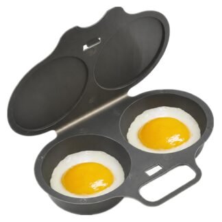 Mallyun Dual Microwave Egg Poacher with Lid and Handle, Dark Grey