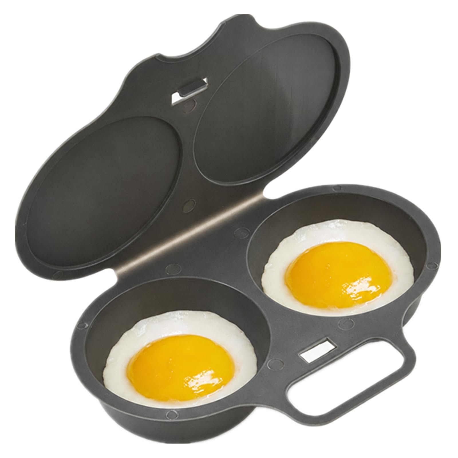 Mallyun Dual Microwave Egg Poacher with Lid and Handle, Dark Grey