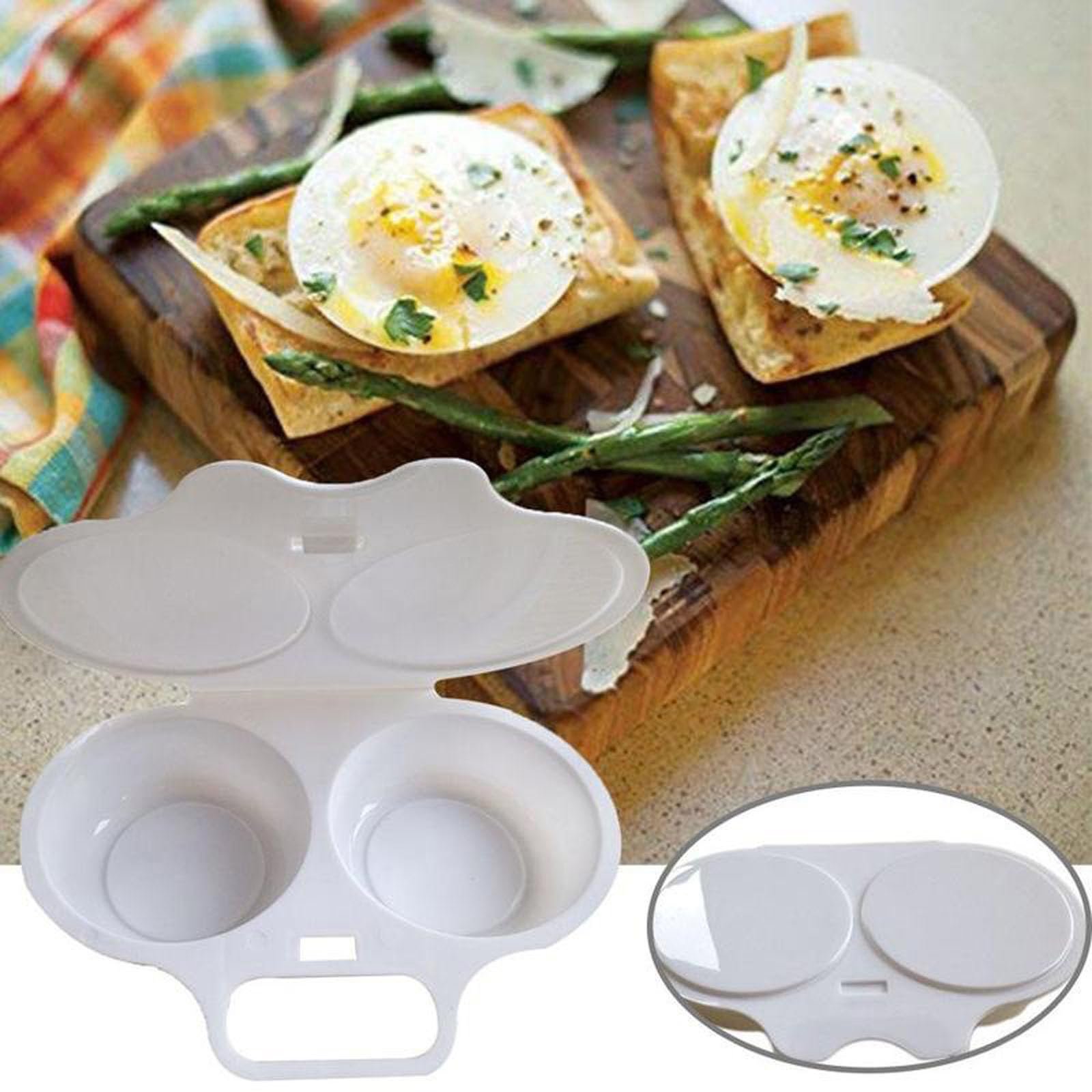 Mallyun Dual Microwave Egg Poacher with Lid and Handle, Dark Grey - Image 2