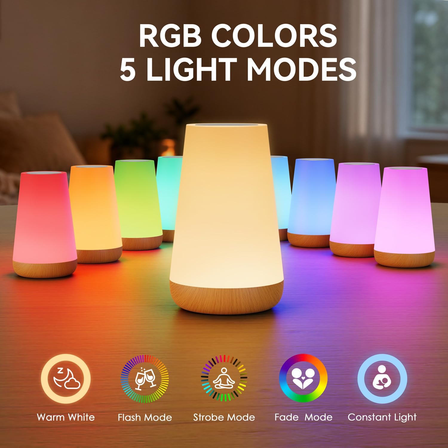 Auxmir M4 RGB Touch Bedside Night Light with Remote - Image 2